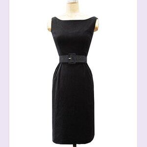 RARE TRASHY DIVA AUDREY PENCIL DRESS 60S VELVET BLACK DESIGNER GUC 18 NO BELT